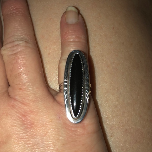 Jewelry - Genuine Onyx & 925 Navajo Ring Sz 4.5